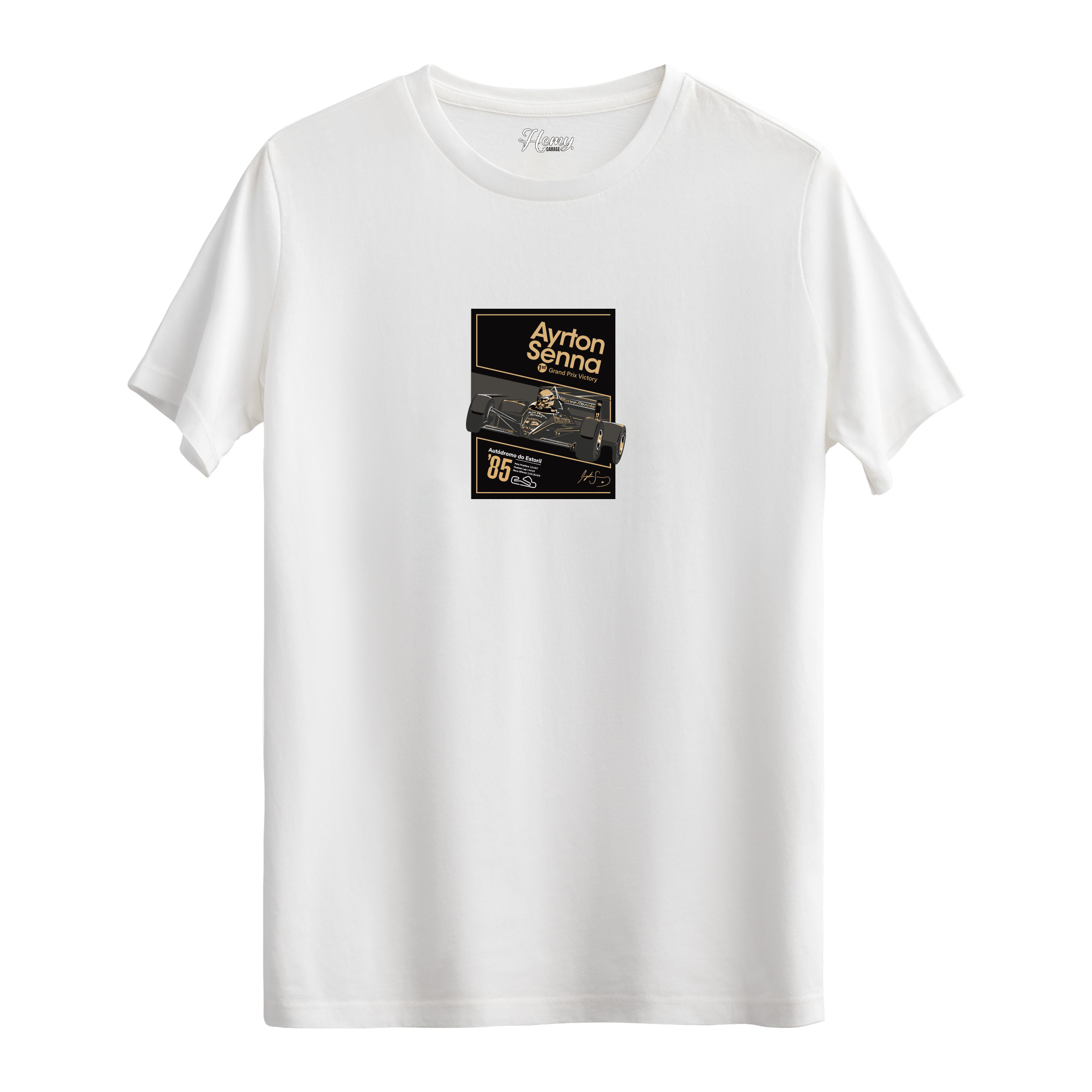 Maglietta Ayrton Senna Uomo Donna Taglie Forti 5XL 6XL - Bianca Girocollo